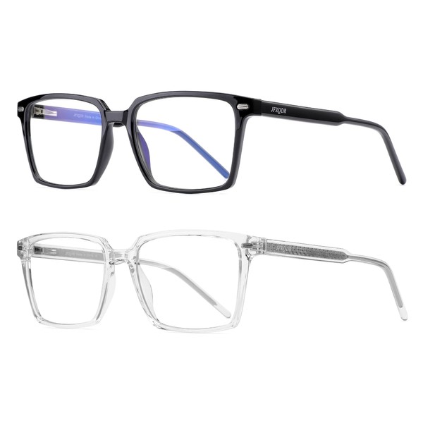 JFXQDR 2 Pack Men's Blue Light Blocking Glasses, Fake Square