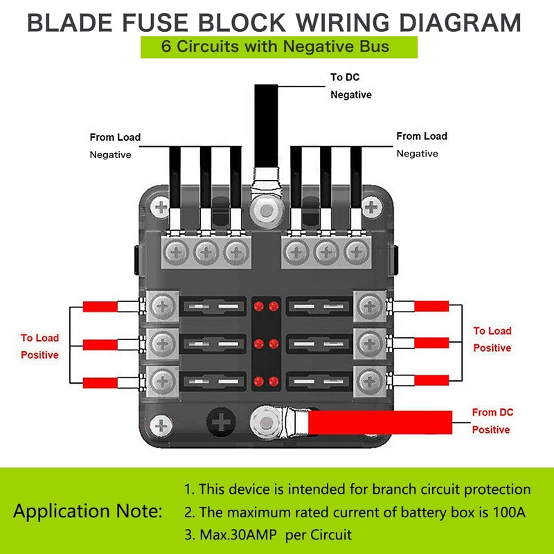 12 Volt Fuse Block, Waterproof 6 Way Fuse Box with