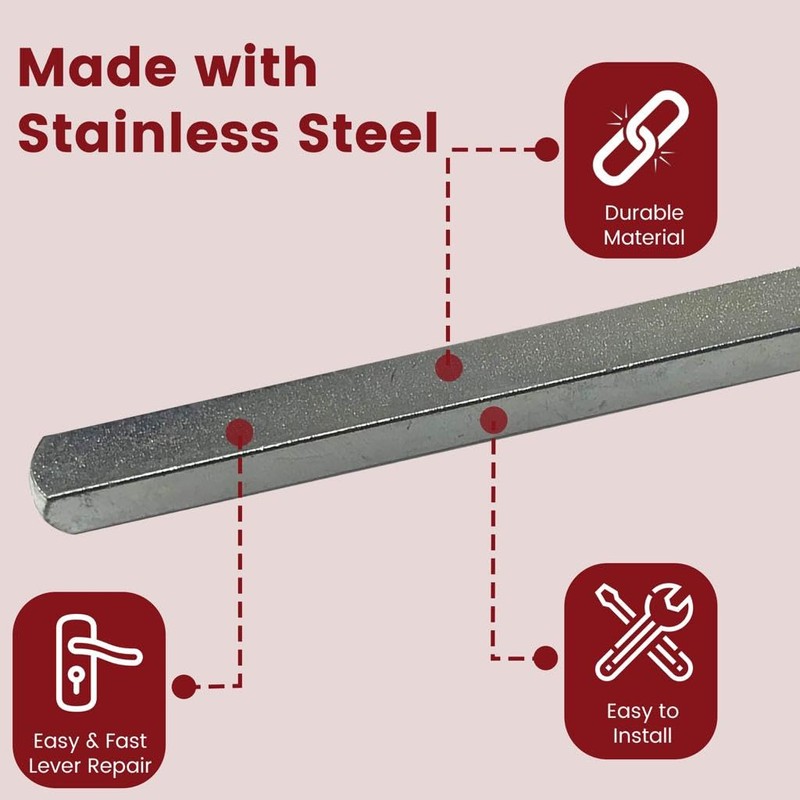 7mm Windows UPVC and Door Handle Spindle Plain Bar 50mm