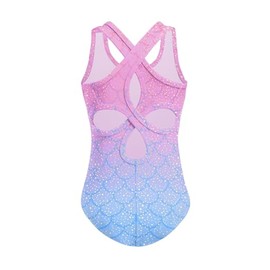 Zaclotre Girls Gymnastic Leotards Hollow Back Sleeveless Camisole Ballet Leotard Kids Dance Outfit Mermaid 4-5Y