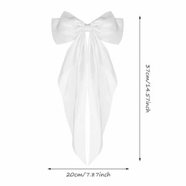 2er Set Haarspangen mit großer Schleife, weicher, seidiger Satin-Haarspange, langer Schwanz, französisches Band, Retro 90er Jahre Stil, Schwarz, Weiß, Haaraccessoires für Frauen und Mädchen