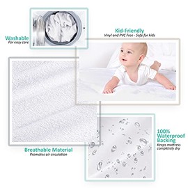 Nestl Bedding Protector de Colchón Alto de Tela de Rizo, Cubre Colchón Hipoalergénico Individual, Protector de Colchón a Prueba de Agua, Blanco       