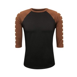 ILTEX Football Raglan 3/4 Sleeve Baseball Style Kids & Adult Unisex (Adult Medium, Black/Brown)