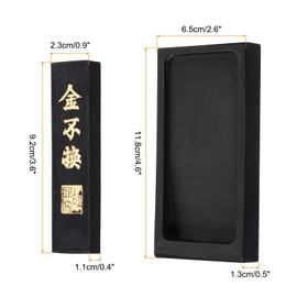 PATIKIL 4 Inch Chinese Calligraphy Inkstone with Ink Stick, Rectangle Ink Stone Tray for Traditional Calligraphy Practice Painting Drawing, Black