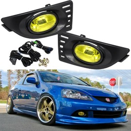 YLT AUTO Front Bumper Running Fog Light Replacement Kit Yellow Lens with Pair of Bulbs and Switch Wiring Kit Fit 2005 2006 2007 For Acura RSX 2DR (Left and Right)