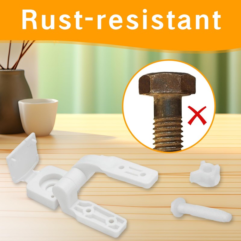 White Plastic Toilet Seat Hinge Replacement with Bolts, Screws, and