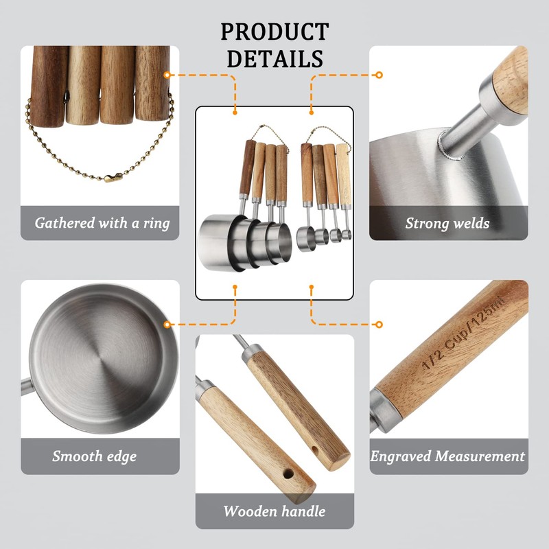 Measuring Cups and Spoons Set Stainless Steel Measuring Cups and
