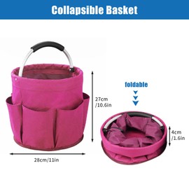 Universal Cleaning Caddy, Foldable Garden Bag, Storage Box, Garden Tools Bag, Cleaning Supplies Organiser for Storage in the Bathroom, Travel, Gardening (Pink)