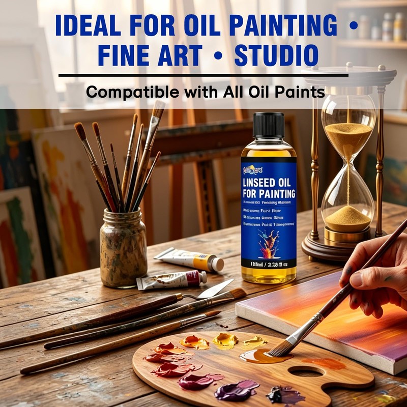 Linseed Oil for Painting 100ml, Refined Linseed Oil, Oil Paint