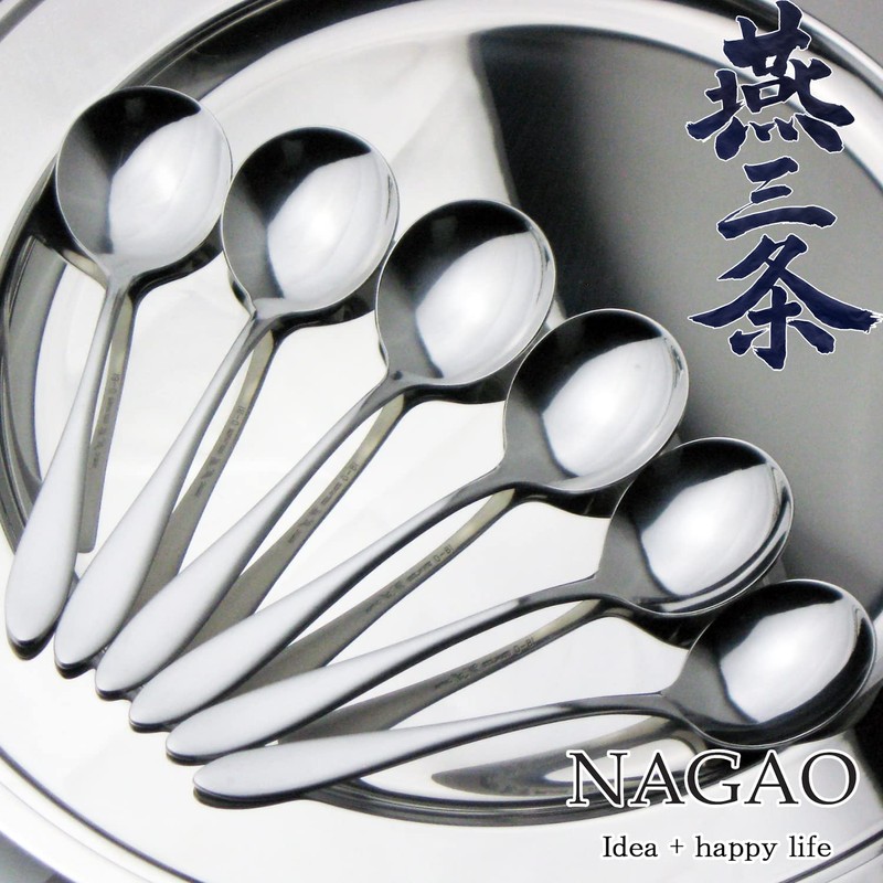 Nagao Tsubamesanjo Bouillon Spoon, 5 + 1 set, 5.6 inches