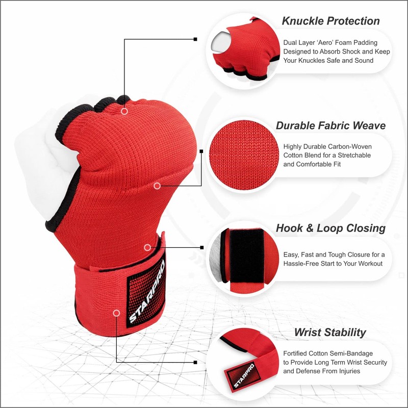 Starpro Padded Boxing Wraps - Many Colours - Thumb &