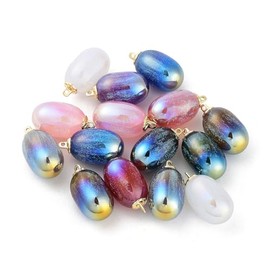 Ipotkitt 15 Pcs Colourful Acrylic Oval Charms Plastic Grape Shaped Charms Imitation Fruit Food Charms for DIY Earring Keychain Bracelet Jewellery Making