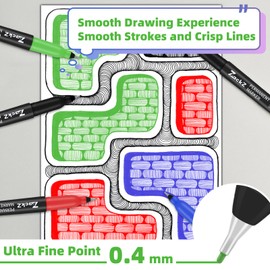 ZackZ Ultra Fine Point Permanent Markers Bulk, 0.4mm Fine Tip，Assorted Colors, Waterproof, Quickly Dry, Fade-Resistant Thin Tip Works on Paper, Glass, Plastic, Wood, Metal for Kids Adult 20 Count