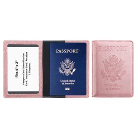 Ciana Passport Holder for Men and Women - PU Leather Passport Cover and Card Holder - Combo Slim Passport Holder with Card Protector Slot, Travel Must Haves (Rose Gold)