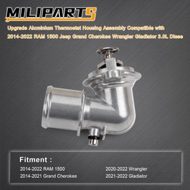 MILIPARTS Upgrade Aluminium Thermostat Housing Assembly Compatible with 2014-2022 RAM 1500 Jeep Grand Cherokee Wrangler Gladiator 3.0L Diese
