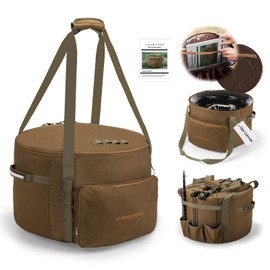 CHANGE MOORE 16A Canvas Fire Pit Bag Compatible with Outland Firebowl 893 870 823 Propane Gas Fire Pit, Diameter 19In Fire Pit Carry Bag with Fishing Rod Holder, 4 Pockets(Bag Only)