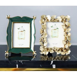 NatureMan Vintage Photo Frame 4x6 Inch Ginkgo Biloba Golden Picture Frame for Desktop Display and Wall Mount Home Decor