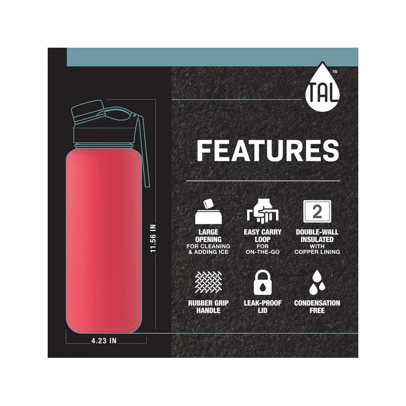Tal Stainless Steel Ranger Water Bottle 40 fl oz (Pink)