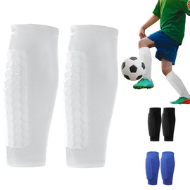 AUNGCSHE Men's Shin Pads, Football, Shin Pads, Children, Adult, Football, Breathable & Non-Slip Shin Pads, Football Men for Adults, Children (White)