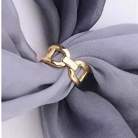 Chunky Chain Silk Scarf Clip for Women Girls Minimalist Silver Wide Band Statement Buckle Wrap Fashion Punk Link Shawl Scarves Clasp Dress Accessories Jewelry 14K Gold Plated