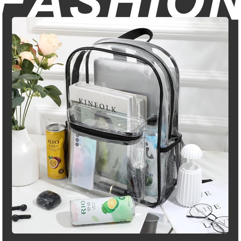 Grzhiyi Water Resistant Transparent Backpack,Clear Bag Backpacks PVC, Boys, Girls,