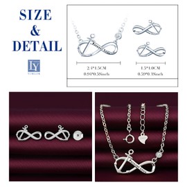 Yumilok Women's Necklace Earrings Jewellery Set 925 Sterling Silver with Infinity Symbol Infinity Anchor Pendant for Women Girls, Sterling Silver Sterling Silver Zirconia, Cubic Zirconia