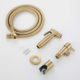 WIMPBLADB HandheldSprayer kit Hand HeldSprayer Kit-SUS304 ToiletSprayer Set Brushed Gold Angle Valve Spray Gun