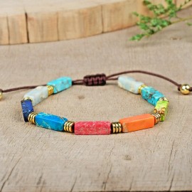 Unbranded 7 Chakra Galaxy Sea Sediment Jasper Crystal Gemstone Beads Energy Bracelet