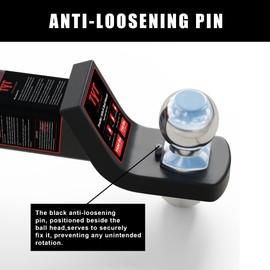 TYT Trailer Hitch Ball Mount with 2 Inch Ball & Pin, Fits 2 Inch Receiver, 7500lbs, 2 Inch Drop, Upgraded Hitch Kit Black with Anti-Rattle Pin