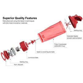 VOLTRX VortexBoost Electric Shaker Bottle, USB C Rechargeable Protein Shake Mixer, Shaker Cups for Protein Shakes and Meal Replacement Shakes, BPA-Free, Made with Tritan,Red