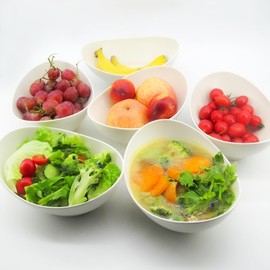 JOYMAY Oval Salad Bowls Set, 34oz Serving Bowls for Kitchen 8.8" Large Bowls for Soup, Oatmeal, Pasta, Snacks, Deep Soup Bowls Set for Salad, Fruit, Vegetable, Ramen, 6PC-White