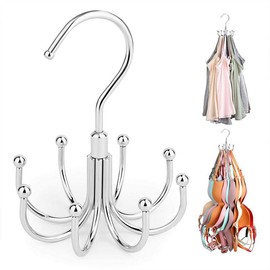 Rotatable Bra Organizer Storage Hanger, Metal Space Saving Clothes Rack Organizer, Multifunctional Organizer Storage Hanger for Closet, Bedroom, Bathroom, Kitchen Organizing,  Household Items:_Silver_2 Counts