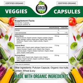 VITINITY Made with Organic Superfood Veggies Vitamin Supplement for Women & Men-Blend of Veggies for Daily Health.Veggies Capsules Supplement (30-Day Supply)