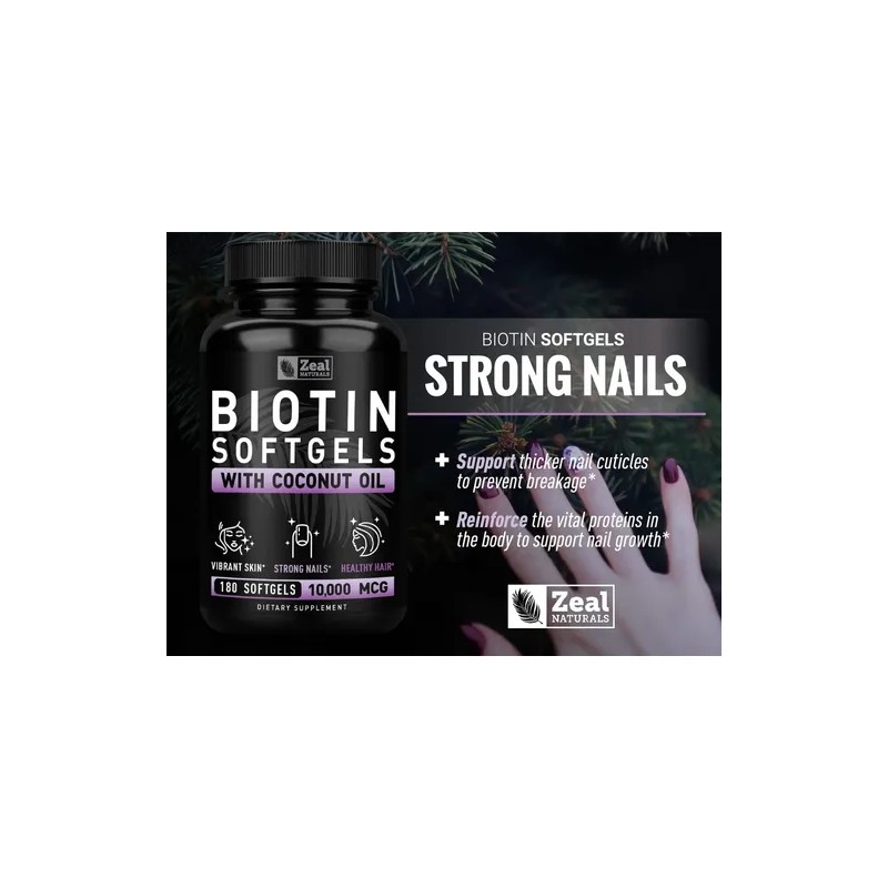Zeal Naturals Biotin 10000mcg Para Cabello 180 Caps