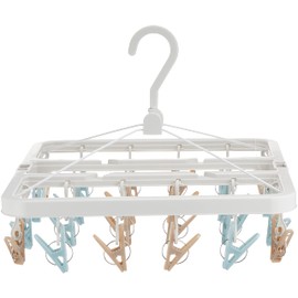 Towa Sangyo Laundry Hanger, Lateria, Small Hanging Hanger, 24 Pinch, White, Latte Color, Dull Color, Cute, Can Be Changed Clothespins, Outdoor Drying, Indoor Drying
