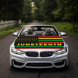Juneteenth Flag for Car Hood Cover 4X5Ft Car Flag for Celebrations Vehicles Decorate Accessories Fits Coupe Saloon SUV Pickup Trucks