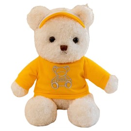 Galatee 11.8'' Teddy Bear Stuffed Animal Plush Toy,Cute Bear Plush Pillow with Hoodie,Plush Toy for Kids(Yellow)