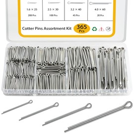 SVLING Cotter Pin Assortment Kit 365 Pcs, 304 Stainless Steel 4 Sizes Cotter Pins, Hardware Pins for Automotive Trailer Lawnmower Truck Farm Tractor