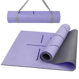 Yoga Mat 6mm Thick - Non Slip Workout Mat, 72x 26x 0.24 inch Exercise Mat with Alignment Mark, Anti-Tear Exercise & Fitness Mat for Yoga, Pilates & Floor Workouts, Carry Strap Included