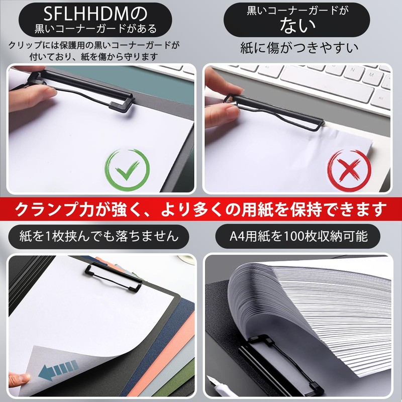 SFLHHDM Clipboard 360 Degree Foldable, Clip Holder, Bender A4 Folding,