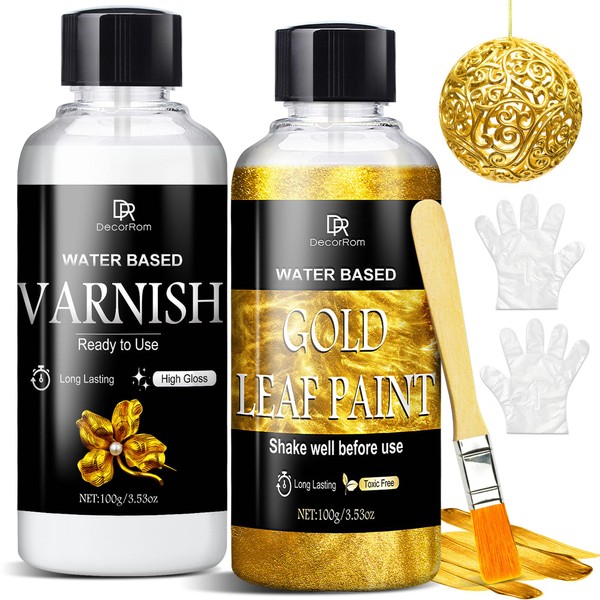 Liquid Gold Leaf Paint Kit - 3.53oz Ultra Shiny Quick