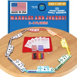 GAMES BY 3D Marbles & Jokers Board Game - 2-8 Players, Fun, Compact, Portable & Durable, Easy to Learn, Color-Coded Boards, Convenient Storage, Perfect for Travel, Holiday Party & Family Game Nights