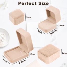 Tarocat Velvet Rings Earrings Case Pendant Boxes, Ring Box, Necklace Box, Velvet Ring Box, Velvet Necklace Box (Beige)