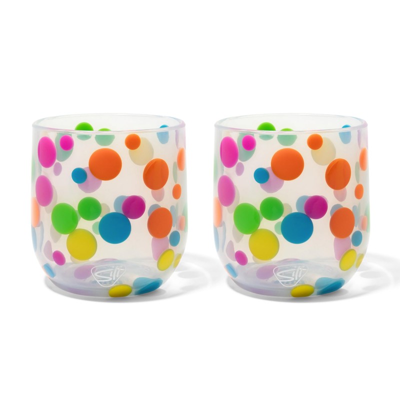 Silipint: Stemless Wine Glasses 12oz: 4 Pack - Polka Dot