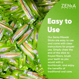 ZENIA Sewak Natural Miswak Toothbrush - Vacuum Sealed Natural Flavor Traditional Peelu Toothbrush Stick - for Healthy Gums, Teeth, and Fresher Breath (Pack of 1), 1.0 Count