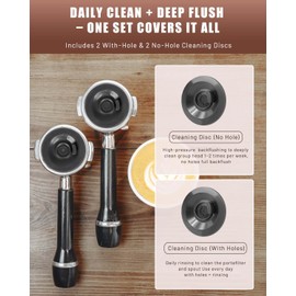 YLAOSIOA Espresso Backflush Cleaning Disc Set for Breville Espresso Machines – 54mm (4 Pack, 2 With Holes + 2 Without Holes), Compatible with Cleaning Tablets