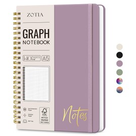 ZOTIA Graph Spiral Journal Notebook for Women, A5 Grid Notebook Journals for Writing, Hardcover Notebooks for Work, Note taking and Office School Supplies,140 Pages - Purple