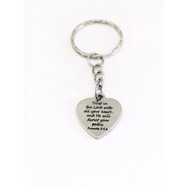 JKCE Designs Christian Keychain, Trust In The Lord, He Will Direct Your Paths, Prov 3 5 and 6