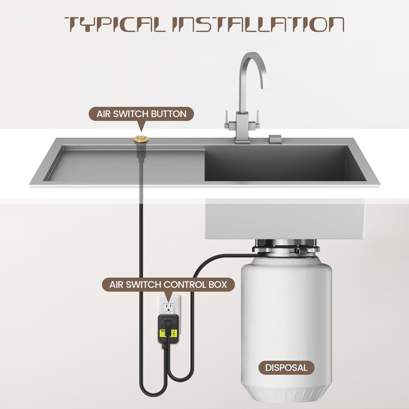 Garbage Disposal Air Switch Kit Sink Top Waste Disposal Long