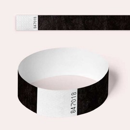 Tyvek Wristbands, 100 Pack by AA Wristbands for Parties, Security, Festivals, Events. Paper Like Wrist Bands (Black)